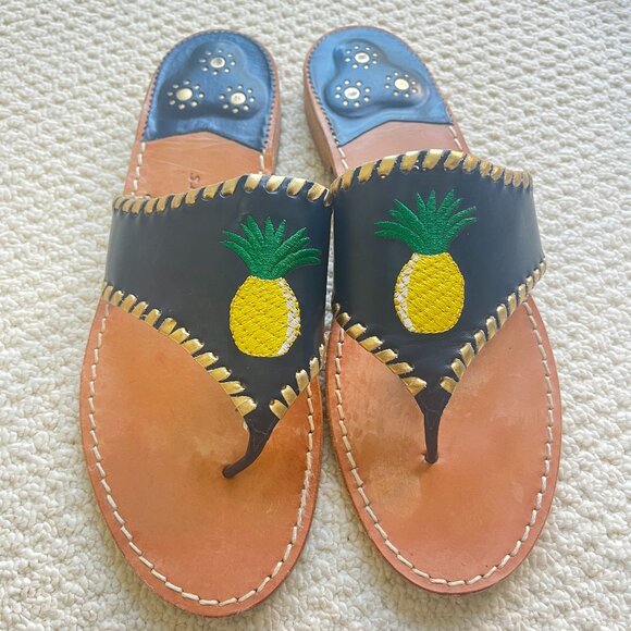 Jack Rogers Pineapple Navy Sandals 11M - Picture 1 of 3